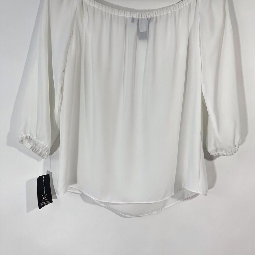 INC International Concepts Women’s Size XS Washed White Off the Shoulder Blouse - Picture 12 of 12